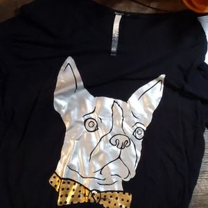 Metallic Boston Terrier Drop Shoulder long sleeve
